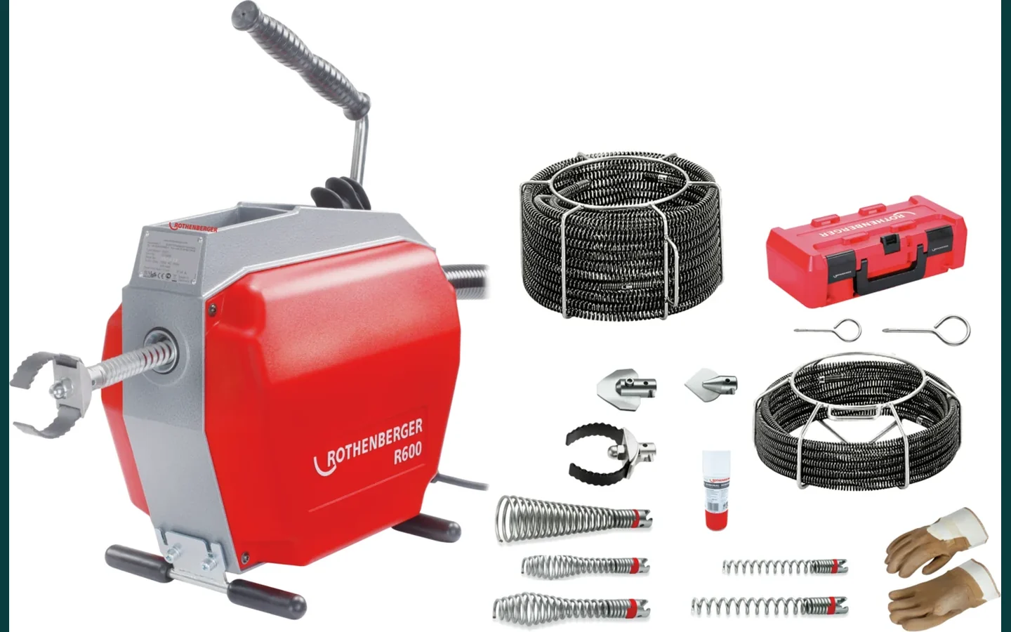Rothenberger R600 и спираль для прочистки канализационных труб